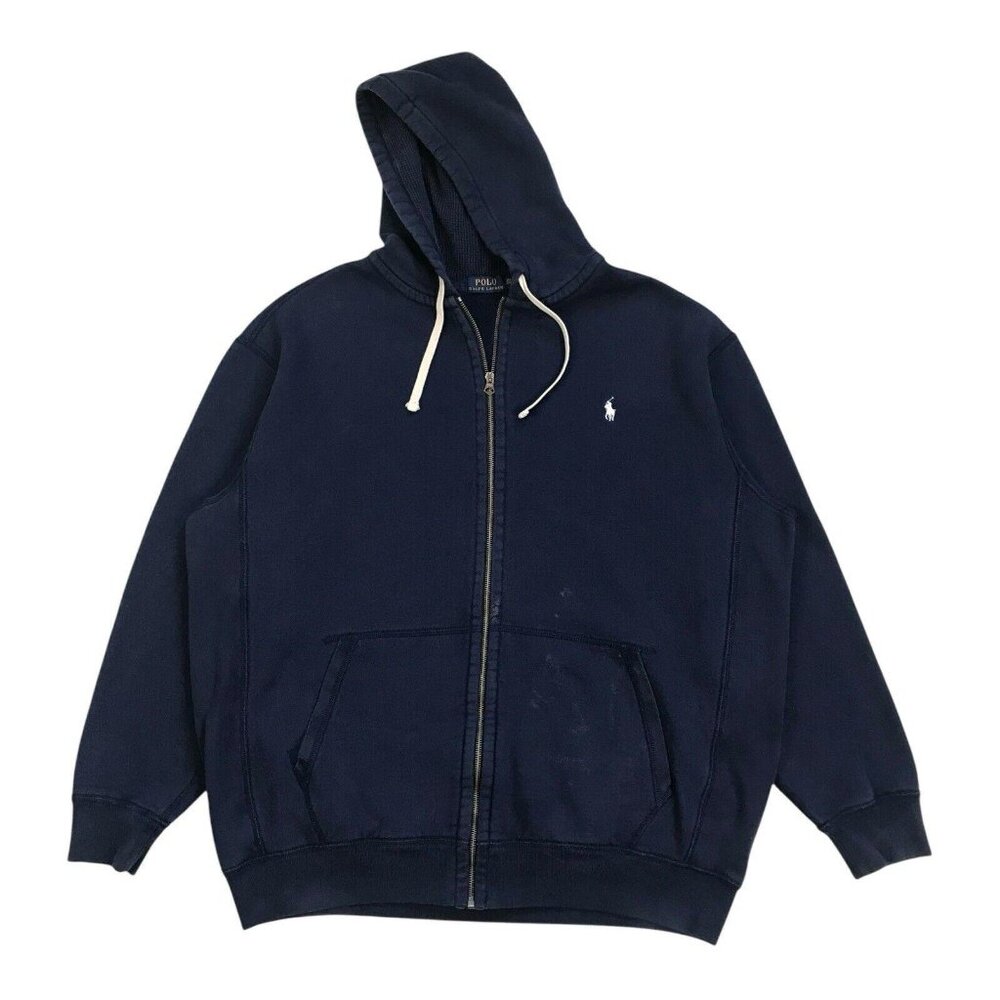 POLO RALPH LAUREN THERMAL HOODIE 2XL TALL 2XLT BLUE SWEATSHIRT PULLOVER VINTAGE